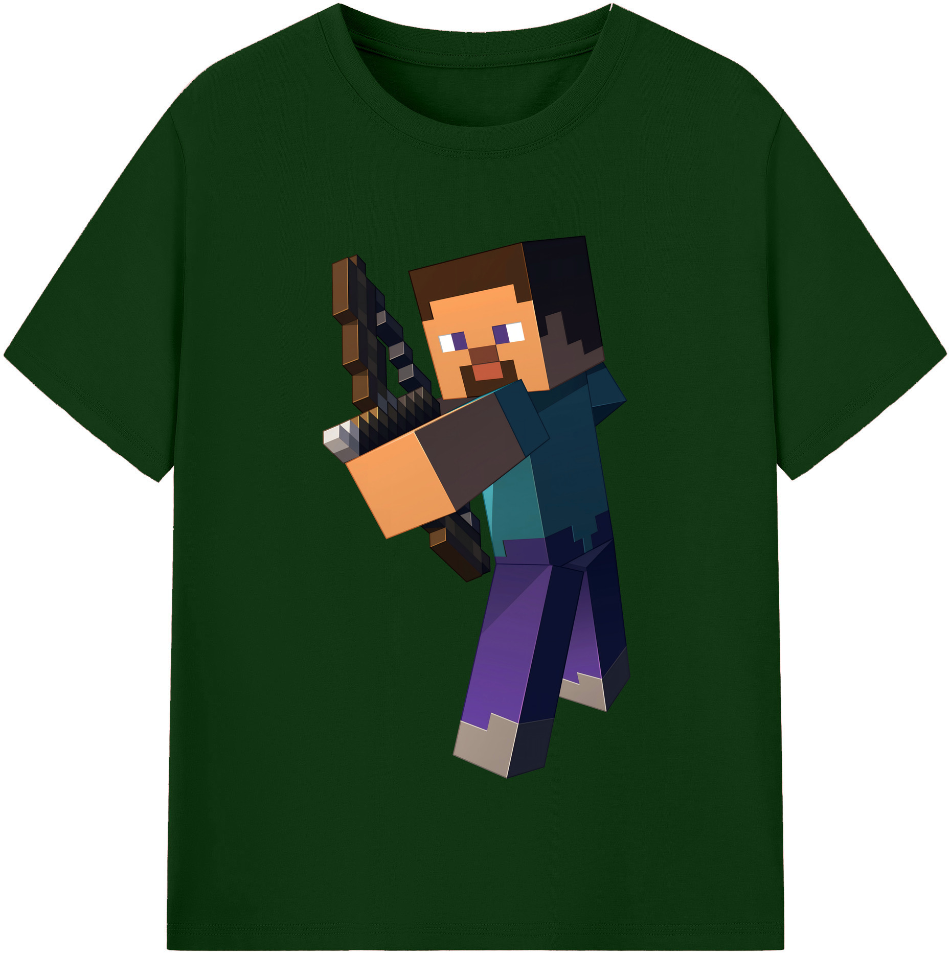 （画像用） マインクラフト ブロックの世界 Minecraft MC Block world 綿100％半袖Tシャツ（フロントプリント）